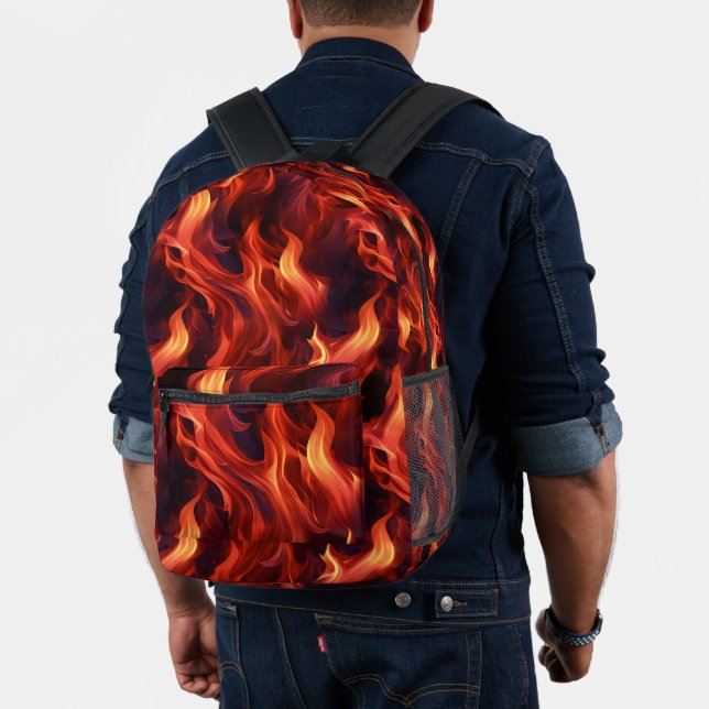 Flame Fire Pattern Printed Backpack (Insitu (Model))