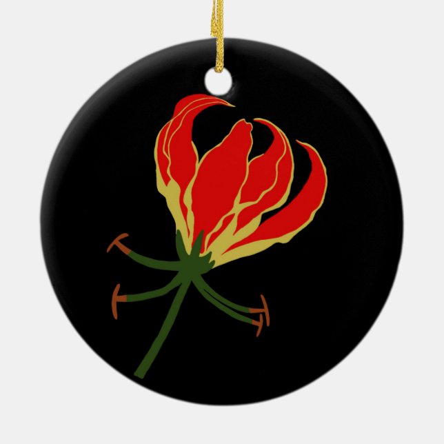Flame Lily Ceramic Ornament (Back)
