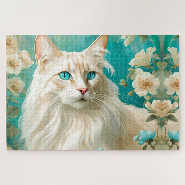 Flame Lynx Point Siamese Portrait Art Jigsaw Puzzle (Horizontal)