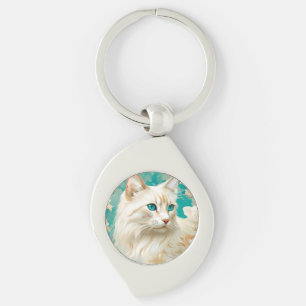 Flame Lynx Point Siamese Portrait Art Keychain