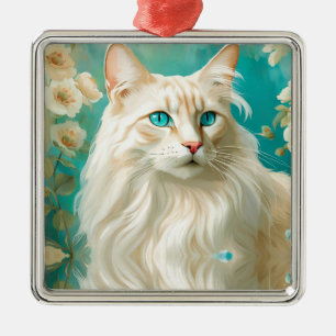 Flame Lynx Point Siamese Portrait Art Metal Ornament