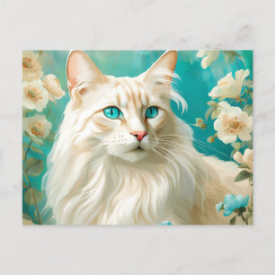 Flame Lynx Point Siamese Portrait Art Postcard