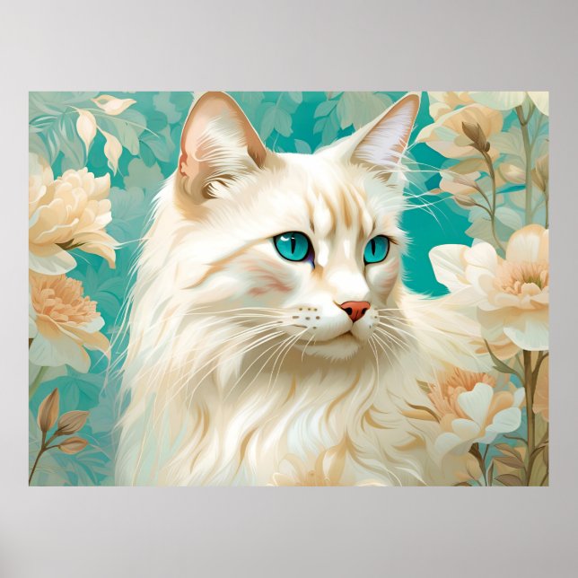 Flame Lynx Point Siamese Portrait Art Poster (Front)