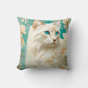 Flame Lynx Point Siamese Portrait Art Throw Pillow