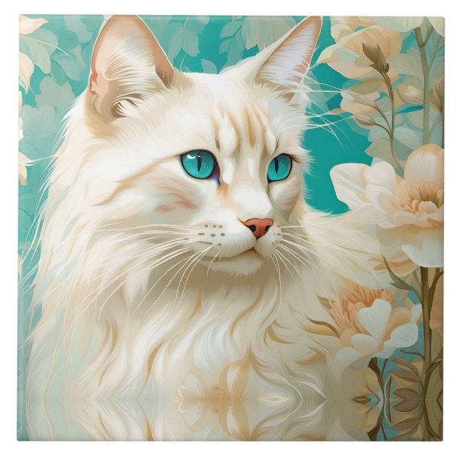 Flame Lynx Point Siamese Portrait Art Tile (Front)