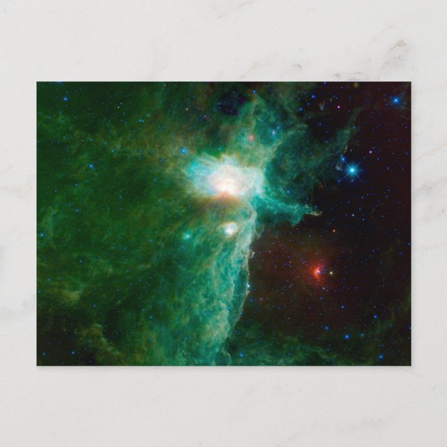 Flame Nebula NASA Space Green Postcard (Front)
