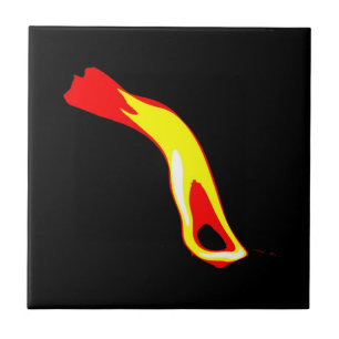 Flame on black ceramic tile