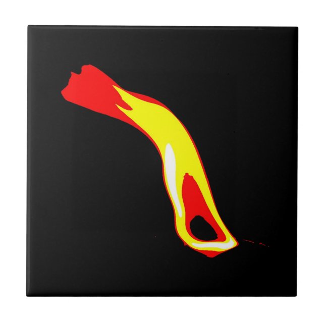 Flame on black ceramic tile (Front)