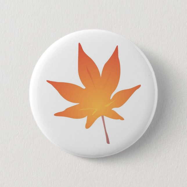 Flame Orange Leaf 2 Inch Round Button (Front)