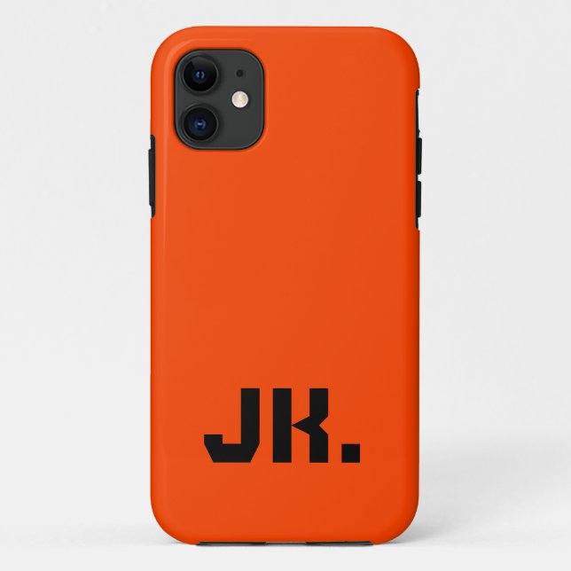 Flame Orange Solid Colour | Minimal Initial  Case-Mate iPhone Case (Back)