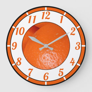 Flame Orange Whole Fruit Enticing Curves Large Clock