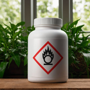 Flame Over Circle Hazard Symbol Label