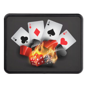 Flame Poker Casino Black Trailer Hitch Cover