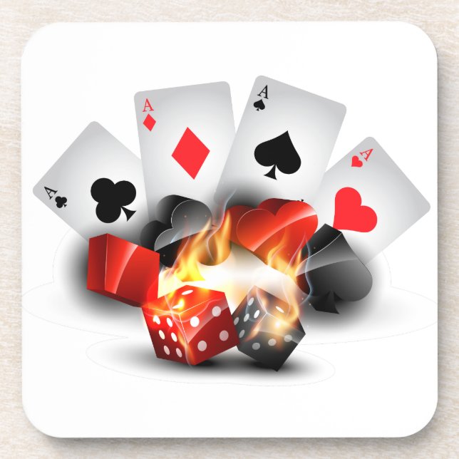 Flame Poker Casino White Coaster (Front)
