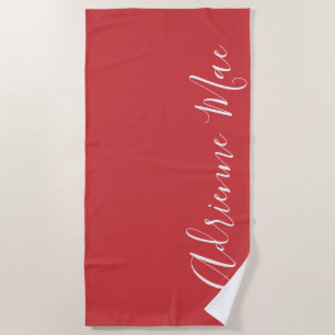 Flame Red Simply Personalized Beach Towel