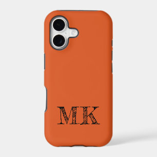 Flame Red Solid Colour Minimal Initial