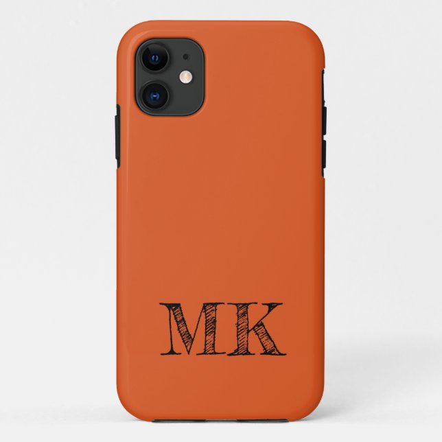 Flame Red Solid Colour | Minimal Initial  Case-Mate iPhone Case (Back)