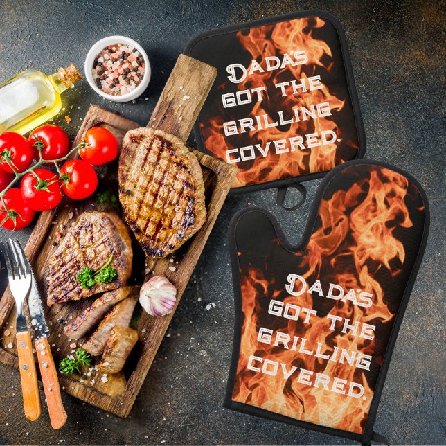 Flame-Resistant Dad’s BBQ Armour Oven Mitt & Pot Holder Set (Creator Uploaded)
