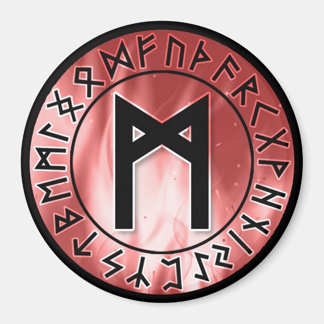 Flame Runes, Red [20. Mannaz] Magnet (Front)