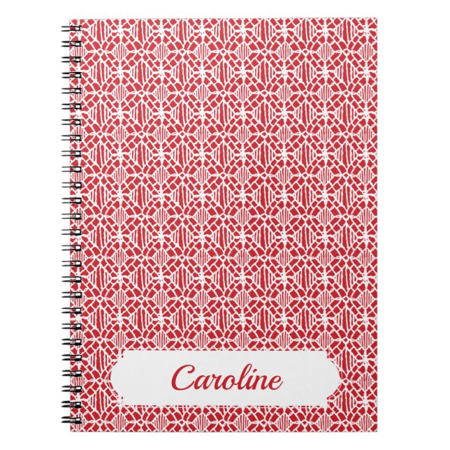 Flame Scarlett With White Crochet Lace Pattern Notebook (Front)