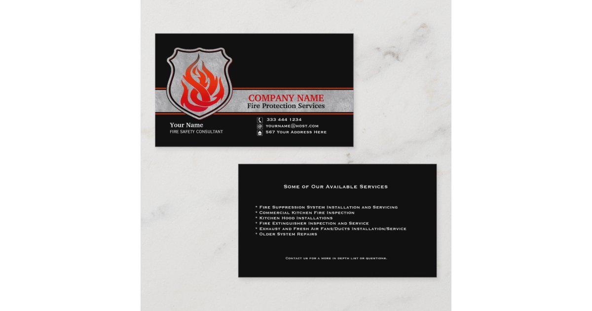 Flame Shield Fire Protection Business Card Zazzle
