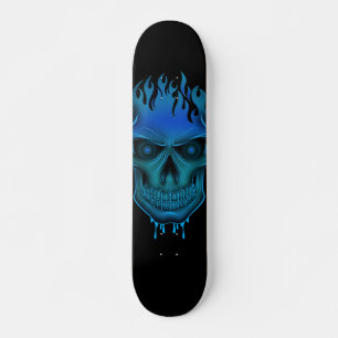 Flame Skull - Blue Skateboard