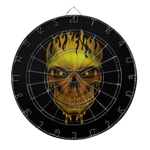 Flame Skull - Gold    Dartboard