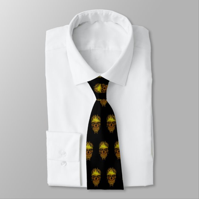 Flame Skull - Gold Tie (Tied)