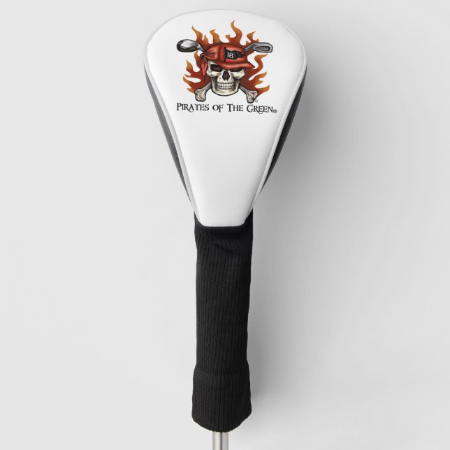 Flame Skull Pirate Golfer Golf Head Cover (Front)