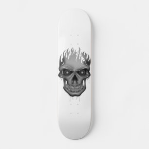 Flame Skull - Silver Skateboard