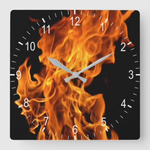 Flame Square Wall Clock