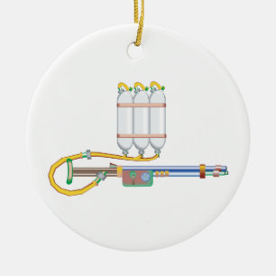 Flame Thrower Ceramic Ornament