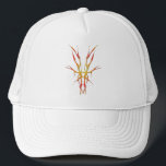 Flame Tribal Deer Skull Hunting Design Trucker Hat<br><div class="desc">Make a bold statement with this unique, intricately detailed Deer Skull Tribal Design. Featuring a striking red and yellow image, this artwork reimagines the classic hunting trophy with a dark, modern edge. Perfect for deer hunters looking for gear that stands out from the traditional camo, this "scary-cool" tribal aesthetic adds...</div>