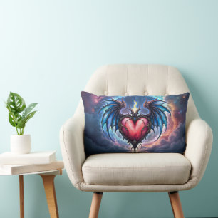Flamebound Heart of the Moon – Gothic Cosmic Love Lumbar Pillow