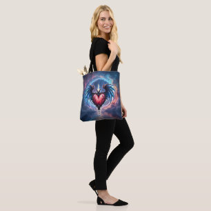 Flamebound Heart of the Moon – Gothic Cosmic Love Tote Bag