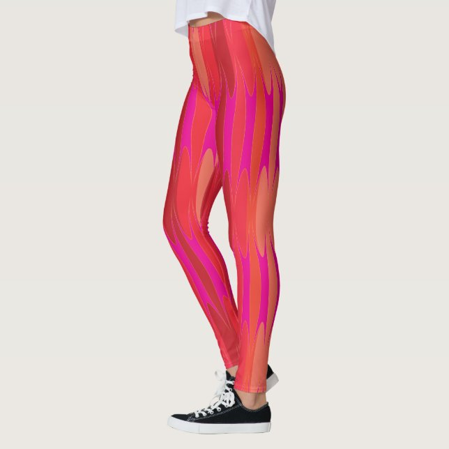 Flameburst Hot Pink & Red Leggings (Left)