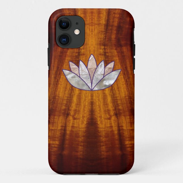 Flamed Koa Wood with Lotus Blossom Case-Mate iPhone Case (Back)