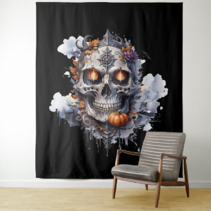 Flamejant Skull Tapestry