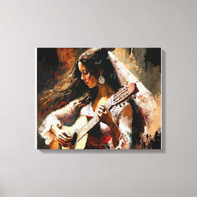 Flamenco Dance Gitana Modern Flamenco Girl Passion Canvas Print (Front)