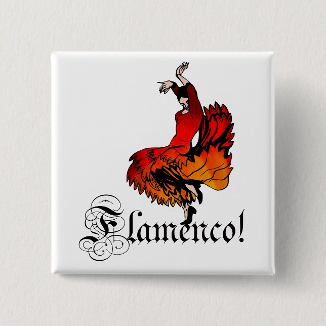 Flamenco Dancer 2 Inch Square Button (Front)