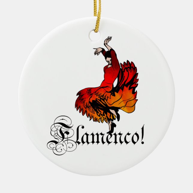 Flamenco Dancer Ceramic Ornament (Front)