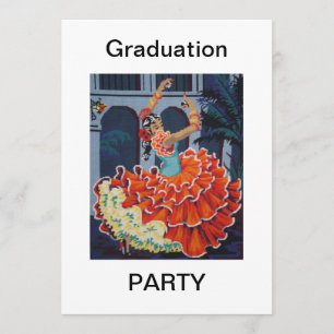 Flamenco Dancer Graduation Party Invitation