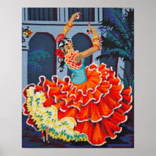 Flamenco Dancer in Colour Poster/Print Poster