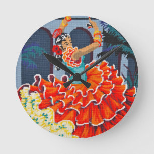 Flamenco Dancer in Colour Wall Clock