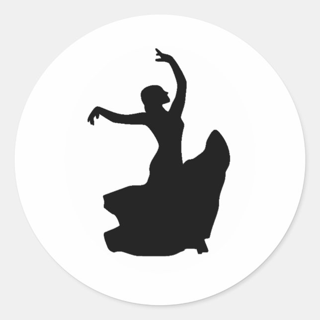 Flamenco Dancer in White Circle Classic Round Sticker (Front)
