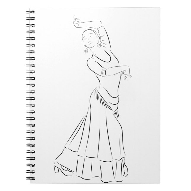 Flamenco Dancer Line Art Notebook (Front)
