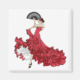 Flamenco Dancer Magnet in Red Dress
