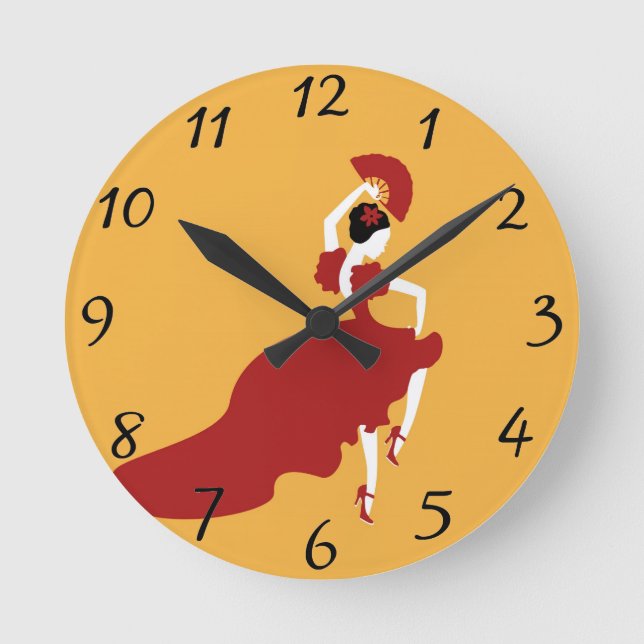 Flamenco Dancer Round Clock (Front)