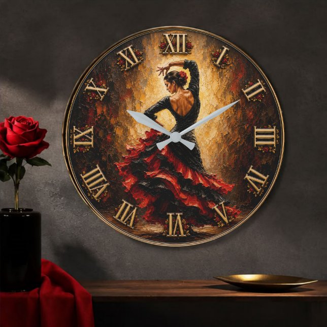 Flamenco Dancer Spanish Dance Art Large Clock (Creator Uploaded)