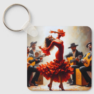 Flamenco Dancer Spanish Music Band  Keychain